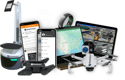Composite image showing SmartSOLUTIONSTM technologies, including mobile apps, wearable devices, drones, robotics, surveillance displays, mapping software, and industrial inspection equipment used in mission-critical operations Composite image showing SmartSOLUTIONSTM technologies, including mobile apps, wearable devices, drones, robotics, surveillance displays, mapping software, and industrial inspection equipment used in mission-critical operations